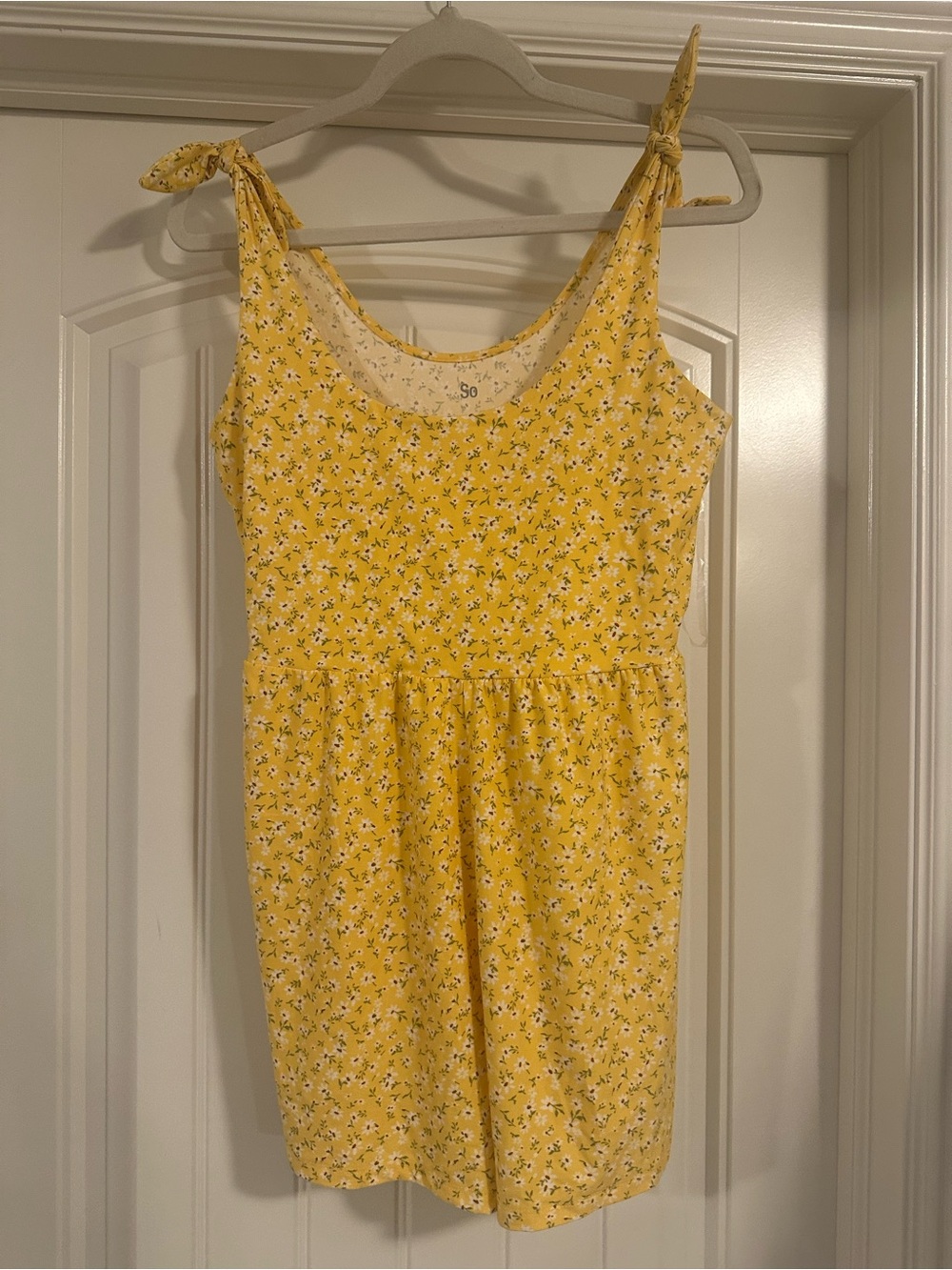 SO Yellow Floral Tie-Shoulder romper